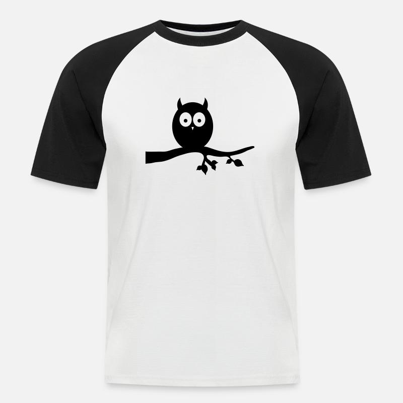 eule - Männer Baseball-T-Shirt - Weiß/Schwarz