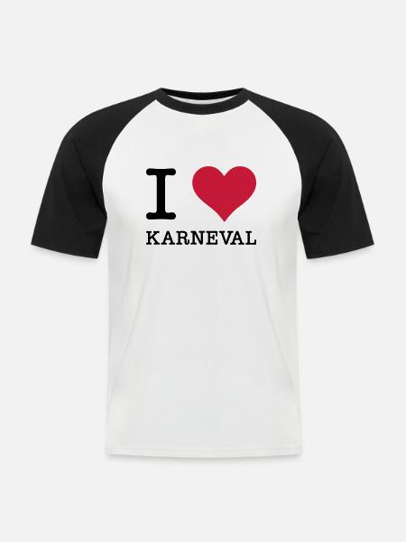I Love Karneval - Männer Baseball-T-Shirt - Weiß/Schwarz