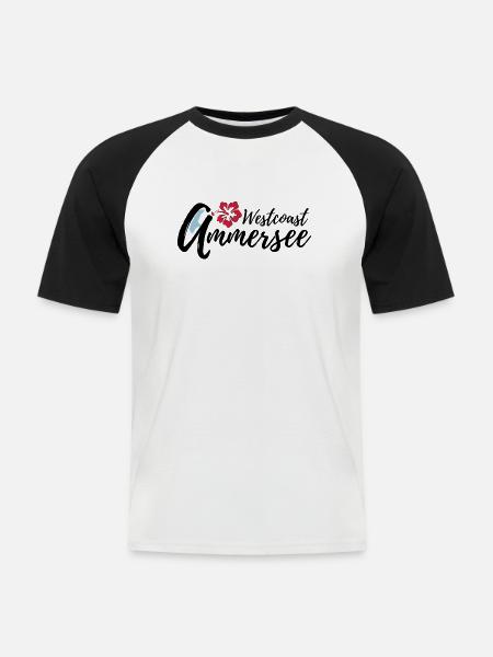 Ammersee Westcoast 3c - Männer Baseball-T-Shirt - Weiß/Schwarz