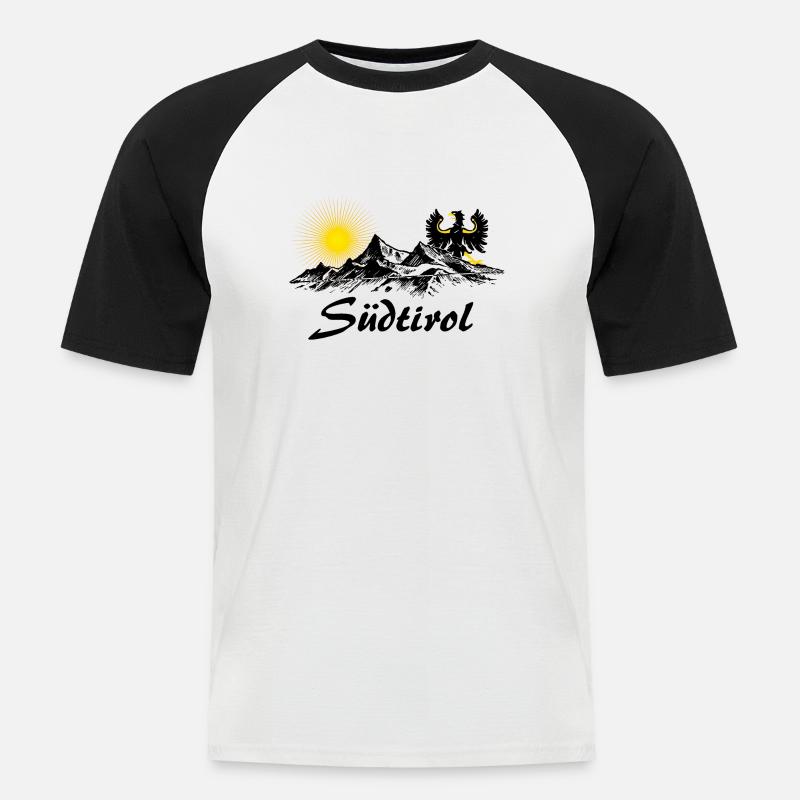 Südtirol Design - Männer Baseball-T-Shirt - Weiß/Schwarz