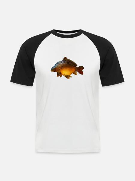 Big carp - Men's Baseball T-Shirt - white/black