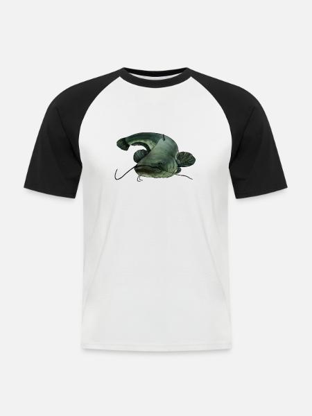 silure - T-shirt baseball manches courtes Homme - blanc/noir