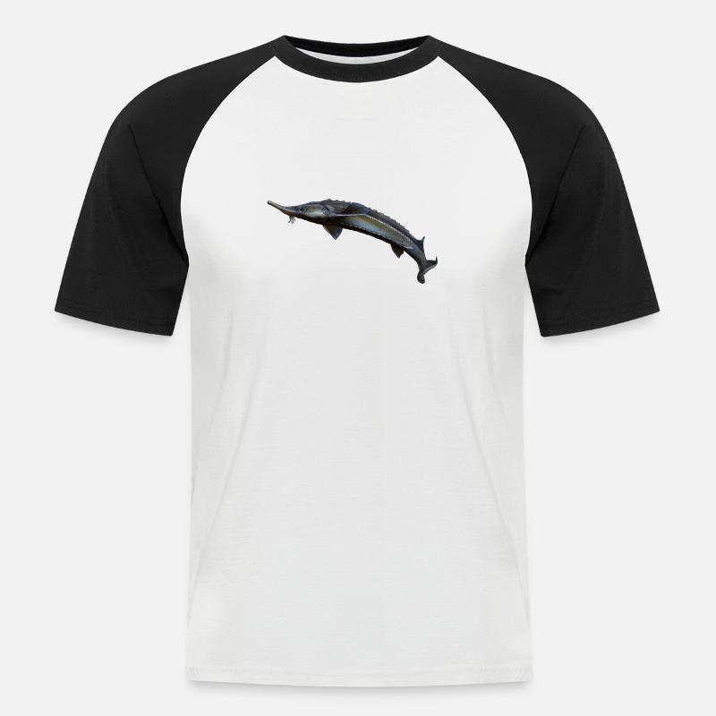 Sterlet Stör - Männer Baseball-T-Shirt - Weiß/Schwarz