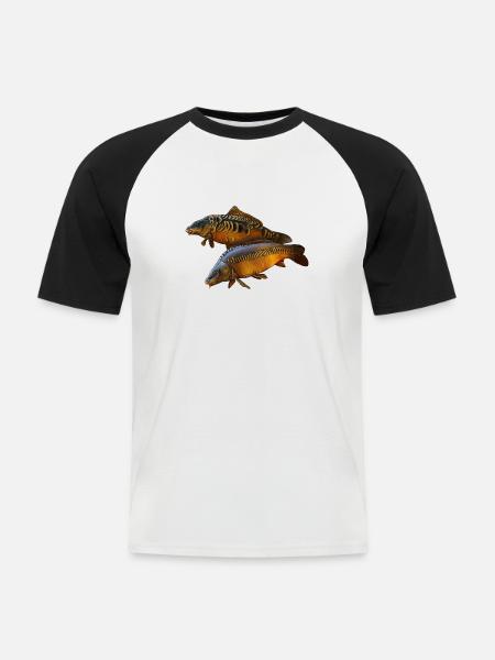 Carp duo - Men's Baseball T-Shirt - white/black