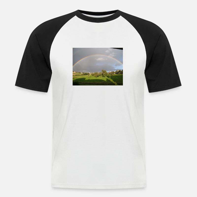 Regenbogen - Männer Baseball-T-Shirt - Weiß/Schwarz