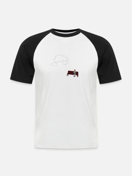 Musing on a bench - Men's Baseball T-Shirt - white/black
