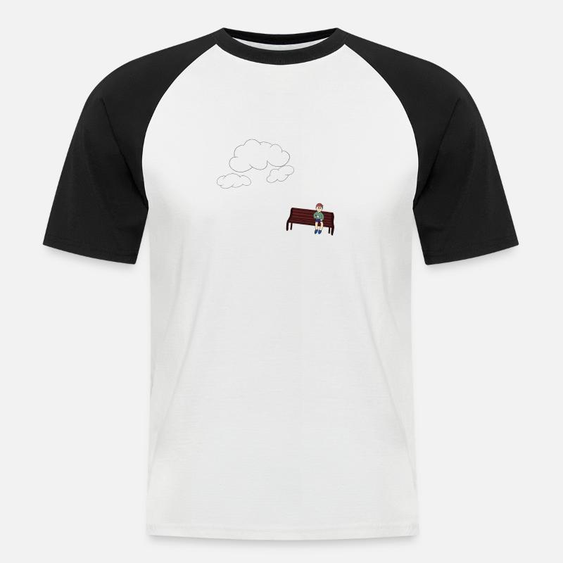 Musing on a bench - Men's Baseball T-Shirt - white/black