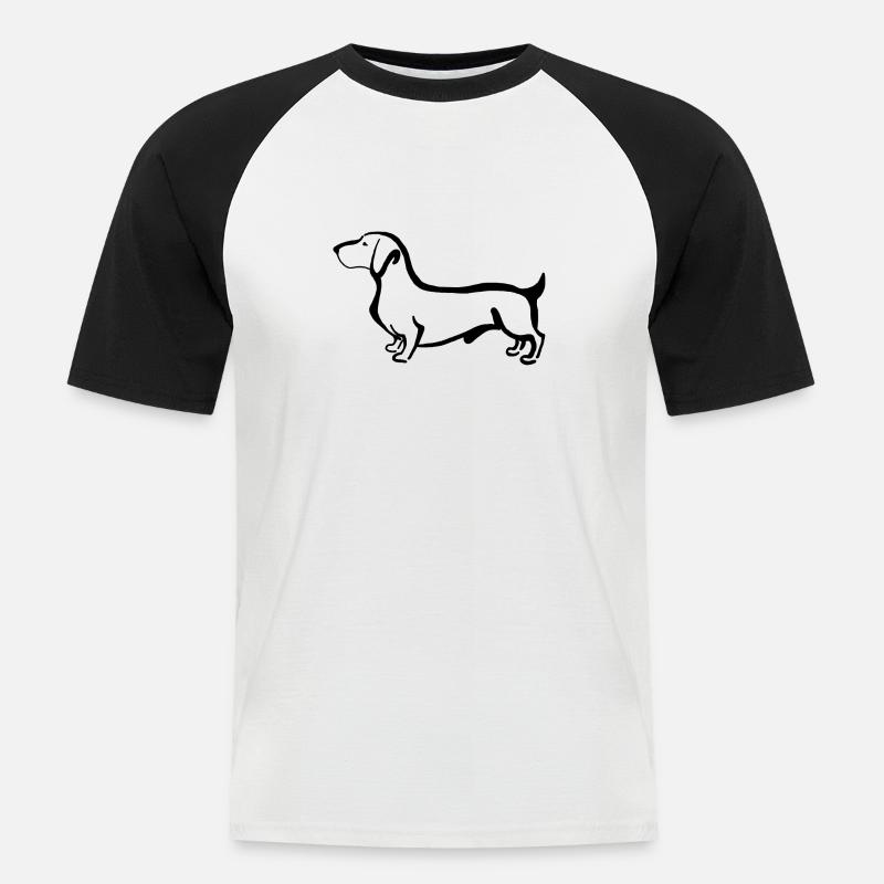Dackel - Männer Baseball-T-Shirt - Weiß/Schwarz