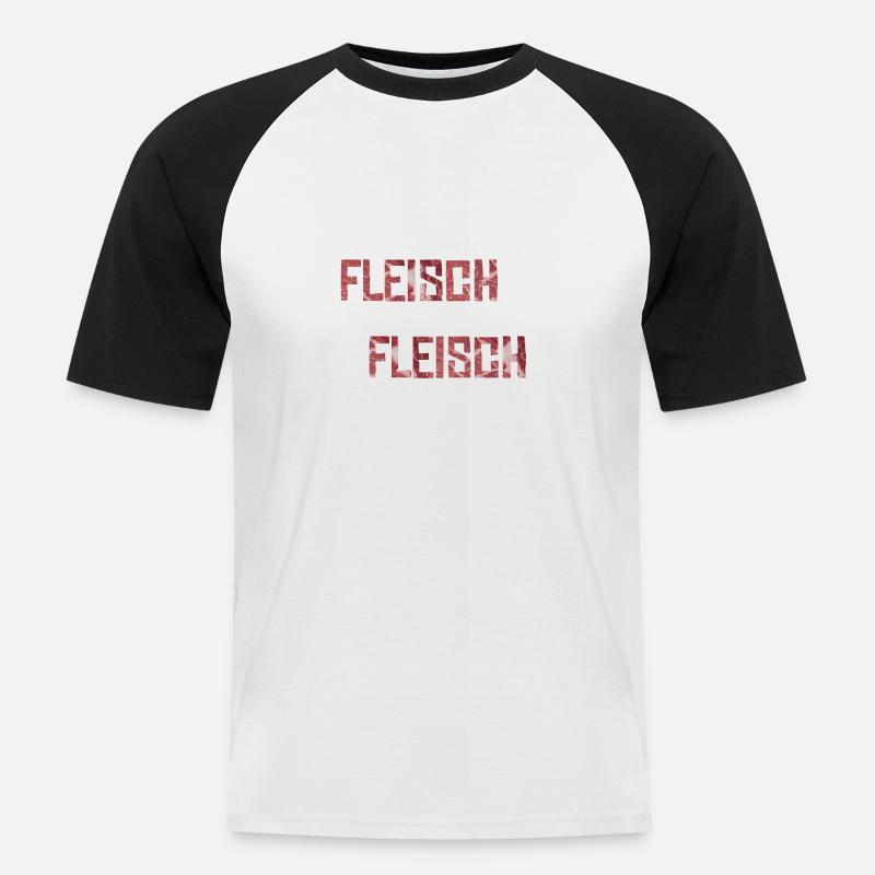 Nur Fleisch macht Fleisch Geschenkidee - Männer Baseball-T-Shirt - Weiß/Schwarz