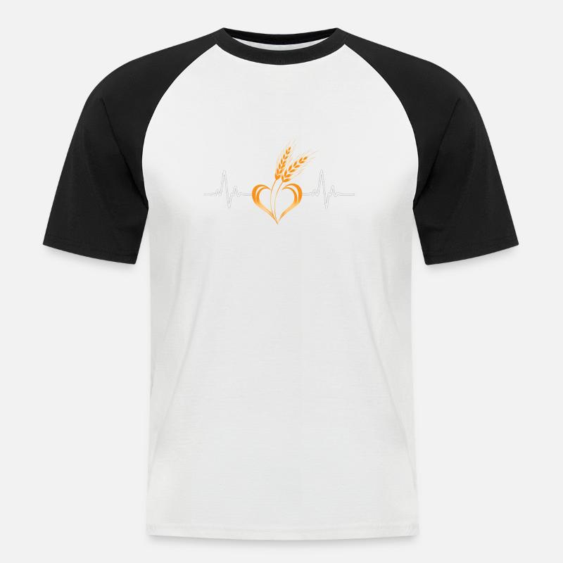 Love Getreide mit Herzfrequenz - Männer Baseball-T-Shirt - Weiß/Schwarz