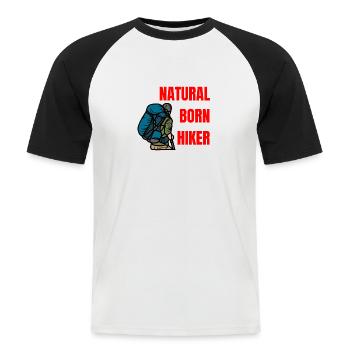 Natural born hiker - Men's Baseball T-Shirt - white/black - Front - Nik (191cm)