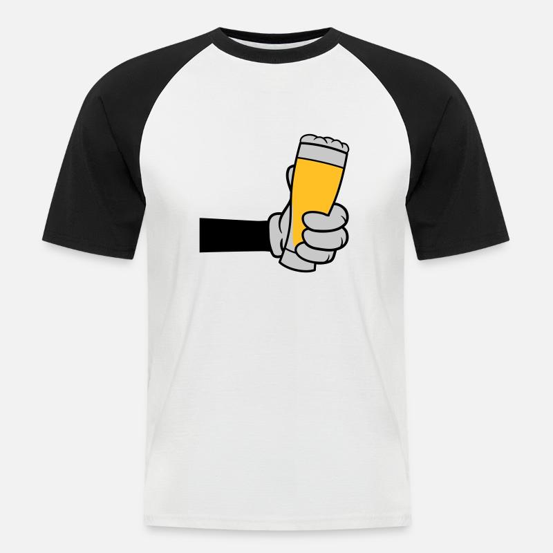Bierglas anstoßen Comic Hand - Männer Baseball-T-Shirt - Weiß/Schwarz