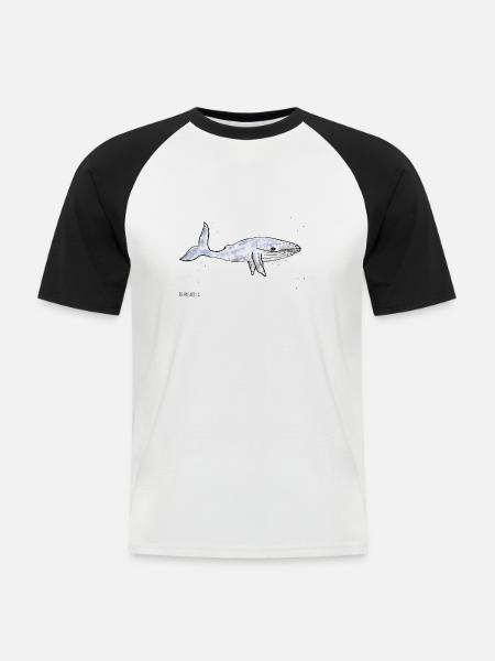 Mimosarella Walfisch - Männer Baseball-T-Shirt - Weiß/Schwarz