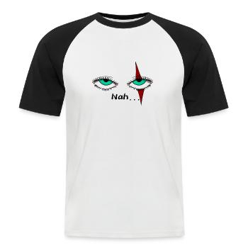 Augen mit einer Narbe - Männer Baseball-T-Shirt - Weiß/Schwarz - Vorne - Nik (191cm)