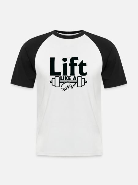 Heben wie ein Mädchen - Männer Baseball-T-Shirt - Weiß/Schwarz