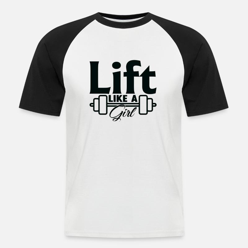 Heben wie ein Mädchen - Männer Baseball-T-Shirt - Weiß/Schwarz