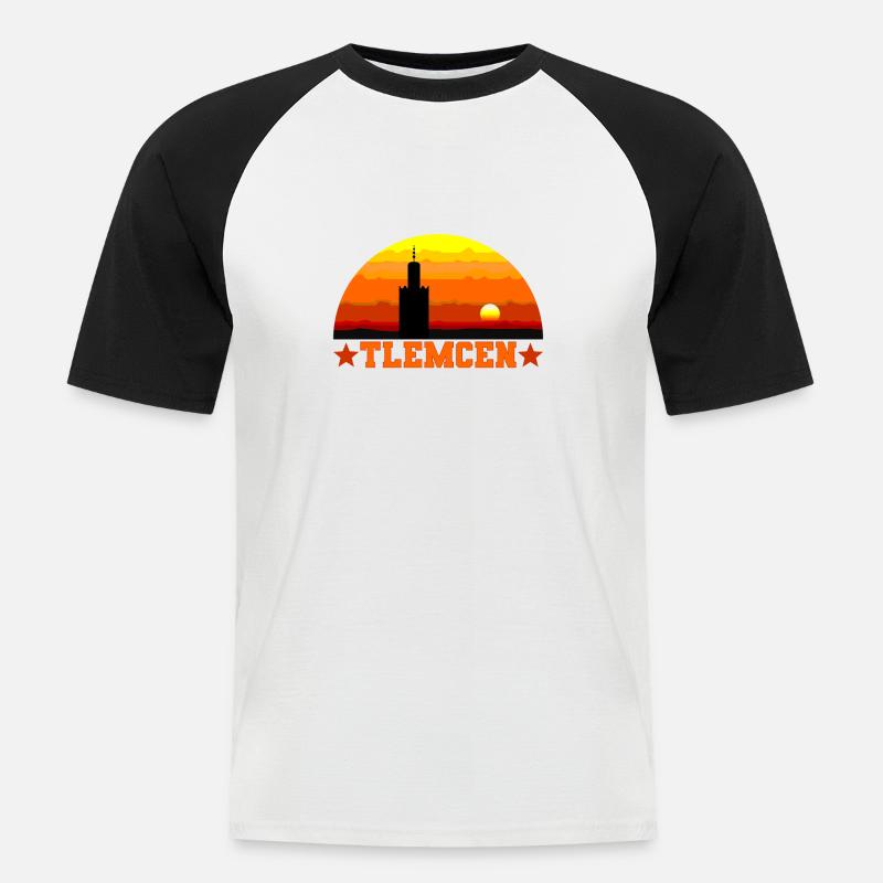 Tlemcen - T-shirt baseball manches courtes Homme - blanc/noir