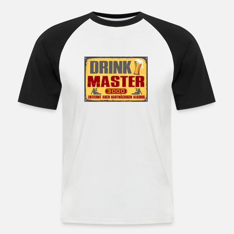 Drink Master - Männer Baseball-T-Shirt - Weiß/Schwarz