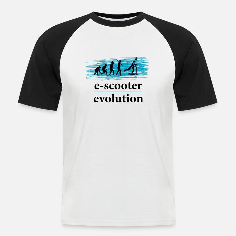 E-Scooter E-Roller Scooter - Männer Baseball-T-Shirt - Weiß/Schwarz