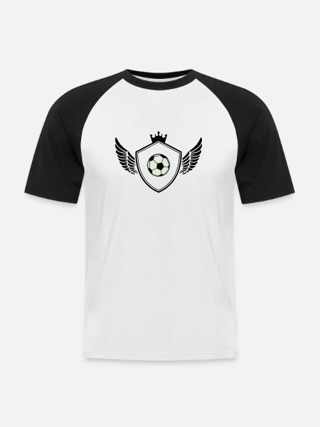 fussball wappen - Männer Baseball-T-Shirt - Weiß/Schwarz
