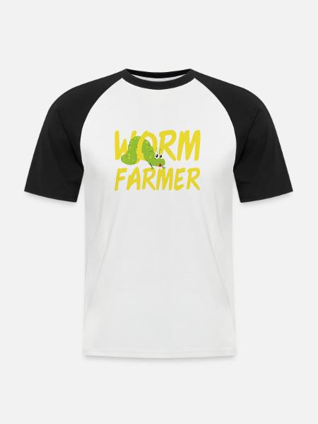 Worm Farmer - Männer Baseball-T-Shirt - Weiß/Schwarz