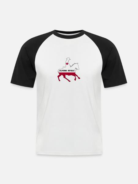 California State Flag Cowboy - Men's Baseball T-Shirt - white/black