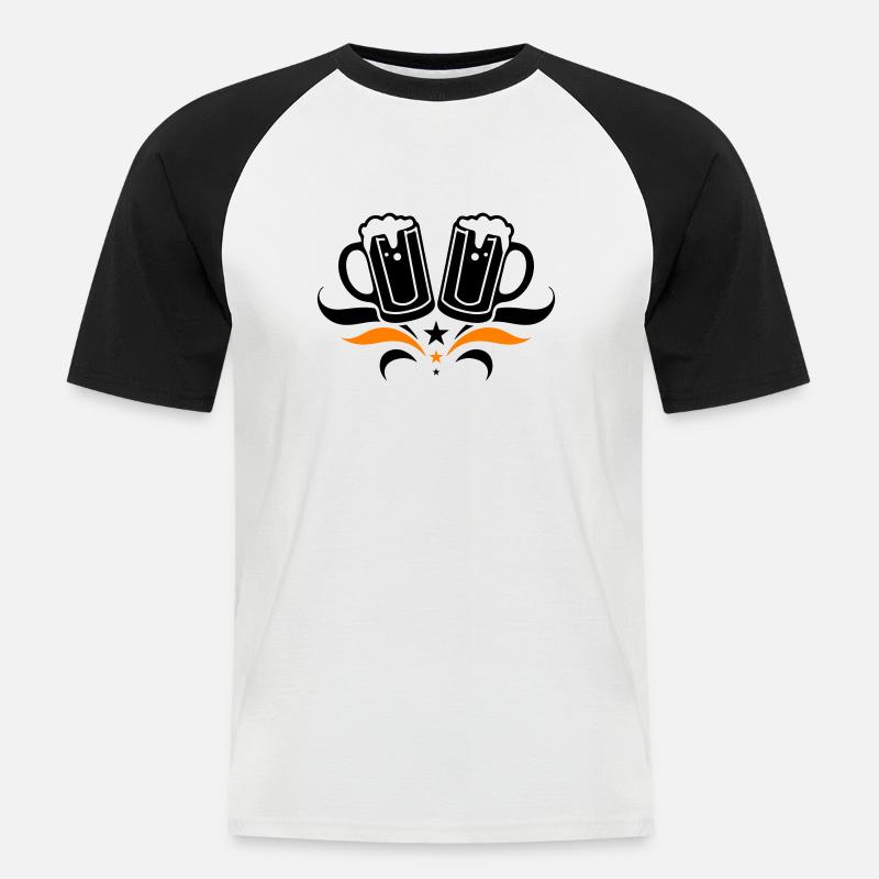 Bierglas Bierkrug Bier - Männer Baseball-T-Shirt - Weiß/Schwarz