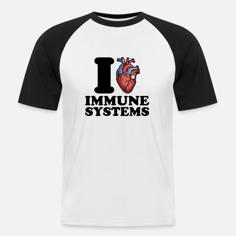 Ich liebe Immunsysteme - Männer Baseball-T-Shirt - Weiß/Schwarz