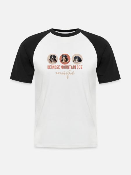 Bouvier bernois Magic - T-shirt baseball manches courtes Homme - blanc/noir