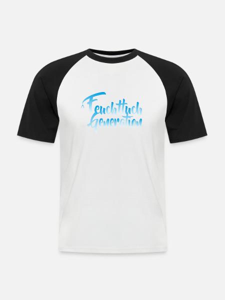 feuchttuch blue - Männer Baseball-T-Shirt - Weiß/Schwarz