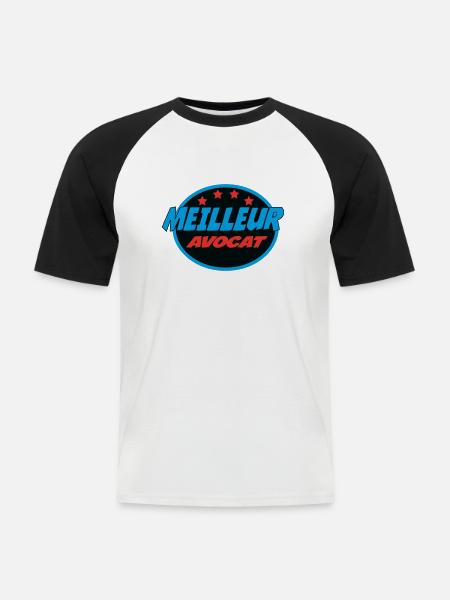 MEILLEUR AVOCAT - T-shirt baseball manches courtes Homme - blanc/noir