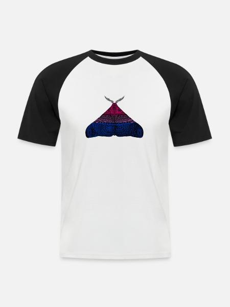 Bisexual pride moth motif A - Men's Baseball T-Shirt - white/black