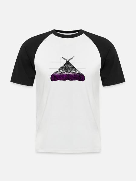 Asexual pride moth motif A - Men's Baseball T-Shirt - white/black