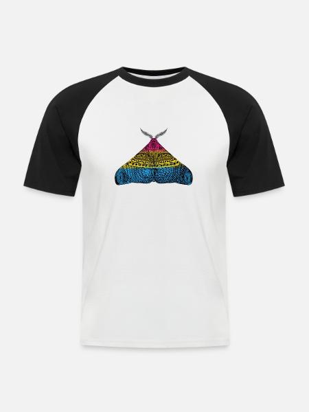 Pansexual pride moth - Men's Baseball T-Shirt - white/black
