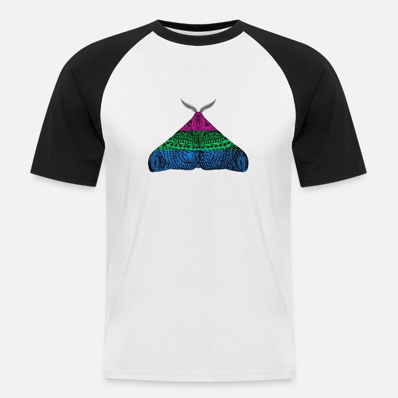 Polysexual pride moth - Men's Baseball T-Shirt - white/black