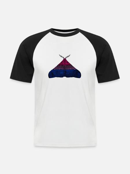 Bisexual pride moth - Men's Baseball T-Shirt - white/black