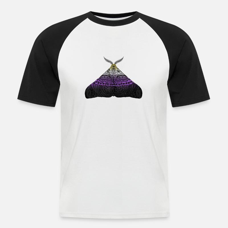 Non binary pride moth - Men's Baseball T-Shirt - white/black