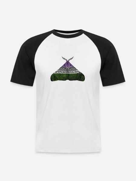 Genderqueer pride moth - Men's Baseball T-Shirt - white/black