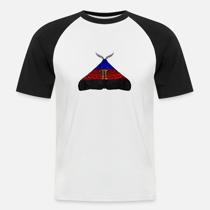 Polyamorous pride moth - Men's Baseball T-Shirt - white/black