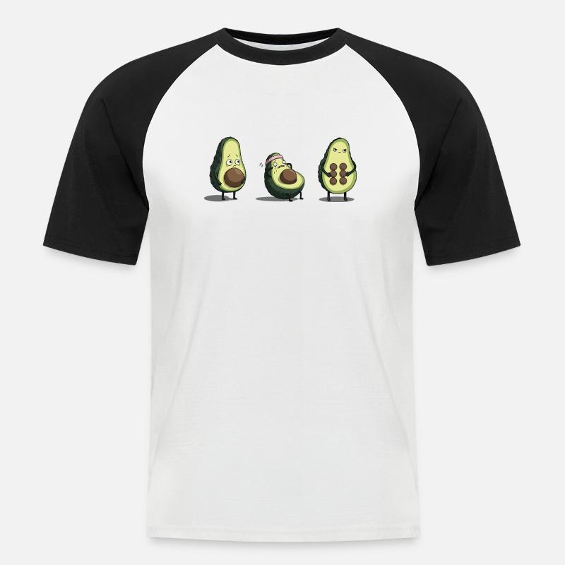 Evolution des Avocado-Körpers - Männer Baseball-T-Shirt - Weiß/Schwarz