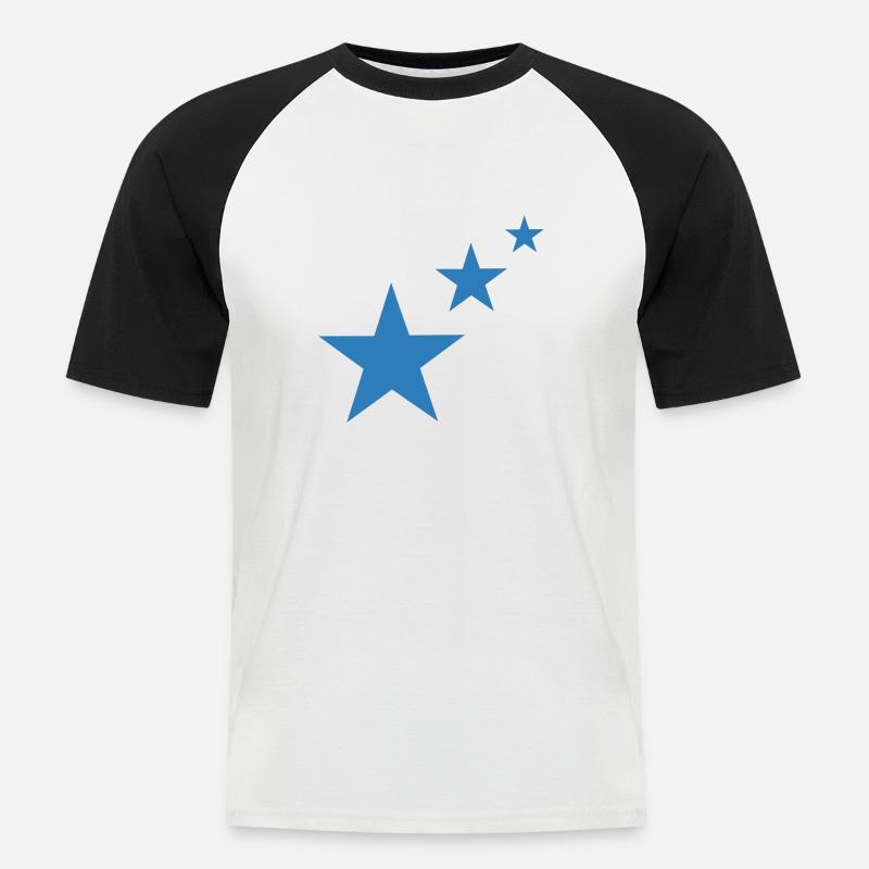 Sterne - Männer Baseball-T-Shirt - Weiß/Schwarz