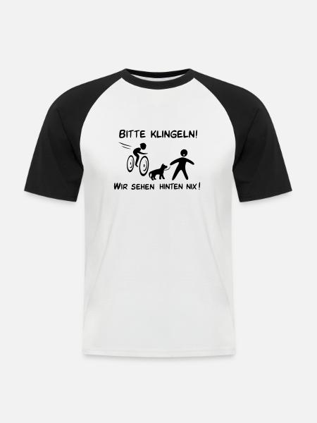 Bitte klingeln! Radfahrer-Hund - Männer Baseball-T-Shirt - Weiß/Schwarz