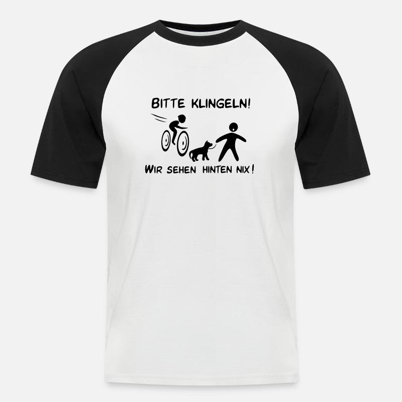 Bitte klingeln! Radfahrer-Hund - Männer Baseball-T-Shirt - Weiß/Schwarz
