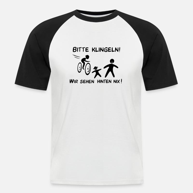 Bitte klingeln! Radfahrer-Kind - Männer Baseball-T-Shirt - Weiß/Schwarz