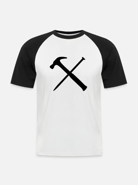 marteau_clous - T-shirt baseball manches courtes Homme - blanc/noir