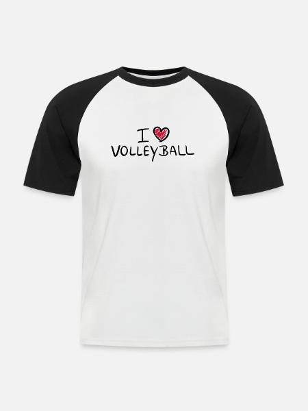 i_love_volleyball__f2 - Men's Baseball T-Shirt - white/black