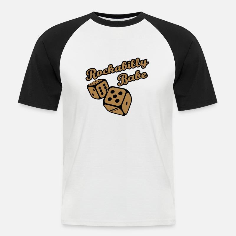 Rockabilly Babe - Männer Baseball-T-Shirt - Weiß/Schwarz