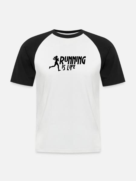 running is life female i 1c - Men's Baseball T-Shirt - white/black