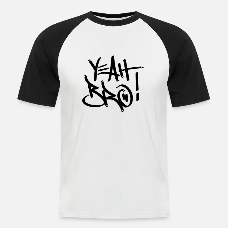 yeah bro - Männer Baseball-T-Shirt - Weiß/Schwarz