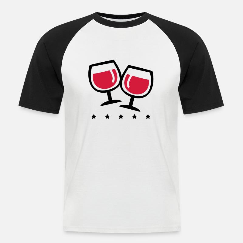 wein_symbol_pp2 - Männer Baseball-T-Shirt - Weiß/Schwarz
